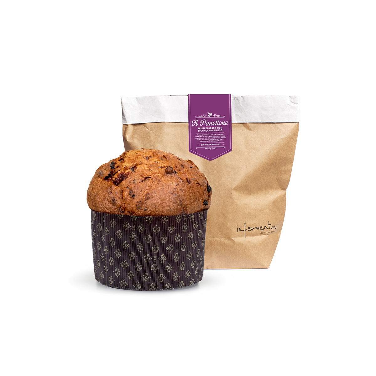 Infermentum - Panettone frutti di bosco e cioccolato bianco, farina integrale 1000 g
