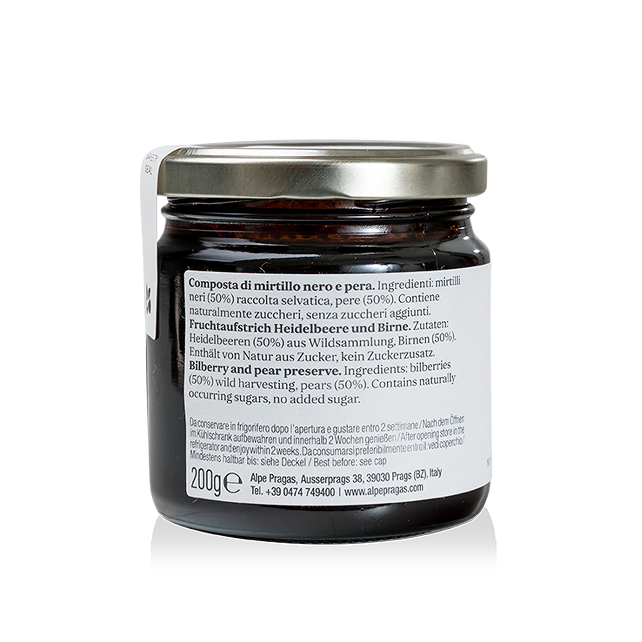 Composta di mirtillo Nero e Pera 100% Frutta - Alpe Pragas